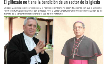 El glifosato no tiene la bendición de un sector de la iglesia