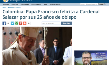 Colombia: Papa Francisco felicita a Cardenal Salazar por sus 25 años de obispo