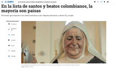 En la lista de santos y beatos colombianos, la mayoría son paisas
