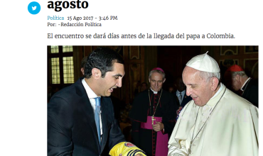 Representante Barguil se reunirá con el papa Francisco el 27 de agosto