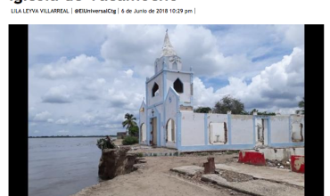 Erosión arrasó parte de la iglesia de Tacamocho