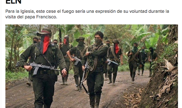 Iglesia pide cese el fuego bilateral con el ELN