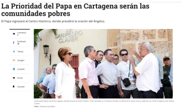 La Prioridad del Papa en Cartagena serán las comunidades pobres