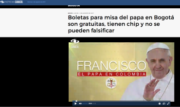 Boletas para misa del papa en Bogotá son gratuitas, tienen chip y no se pueden falsificar