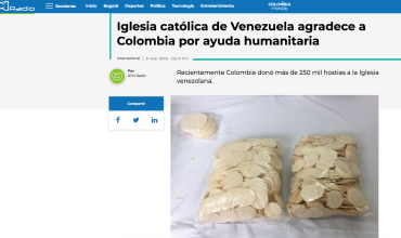 Iglesia católica de Venezuela agradece a Colombia por ayuda humanitaria