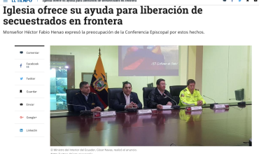 Iglesia ofrece su ayuda para liberación de secuestrados en frontera