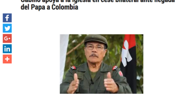 Gabino apoya a la Iglesia en cese bilateral ante llegada del Papa a Colombia