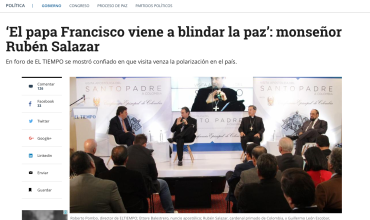 ‘El papa Francisco viene a blindar la paz’: monseñor Rubén Salazar