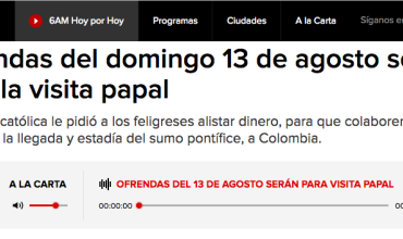 Ofrendas del domingo 13 de agosto serán para la visita papal