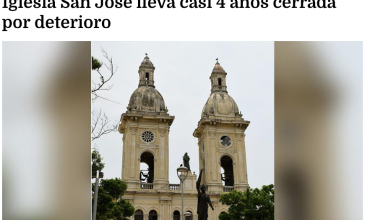 Iglesia San José lleva casi 4 años cerrada por deterioro