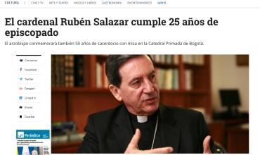 El cardenal Rubén Salazar cumple 25 años de episcopado