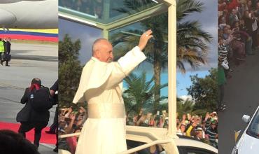 Multitudinario recibimiento del papa Francisco en Bogotá