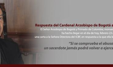 Respuesta del Cardenal Arzobispo de Bogotá a la Directora del ICBF
