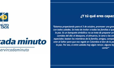 Con un muro gigante y un millón de “Banquetes por la Reconciliación y la Paz” la Organización El Minuto de Dios hace un llamado a la paz de Colombia