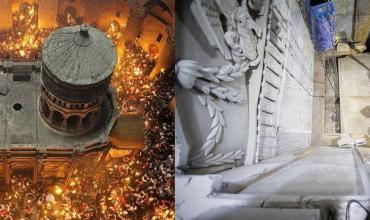 Ha sido retirada la losa que guarda la superficie de la roca original en la que, según la tradición, se puso el cuerpo de Cristo