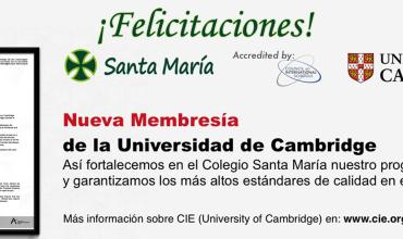El Colegio Santa María institución de la Arquidiócesis de Bogotá ha sido certificado por la Universidad de Cambridge en Inglaterra
