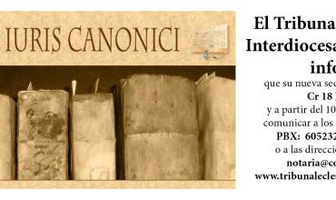 El Tribunal Interdiocesano de Bogotá informa sobre el traslado de su sede